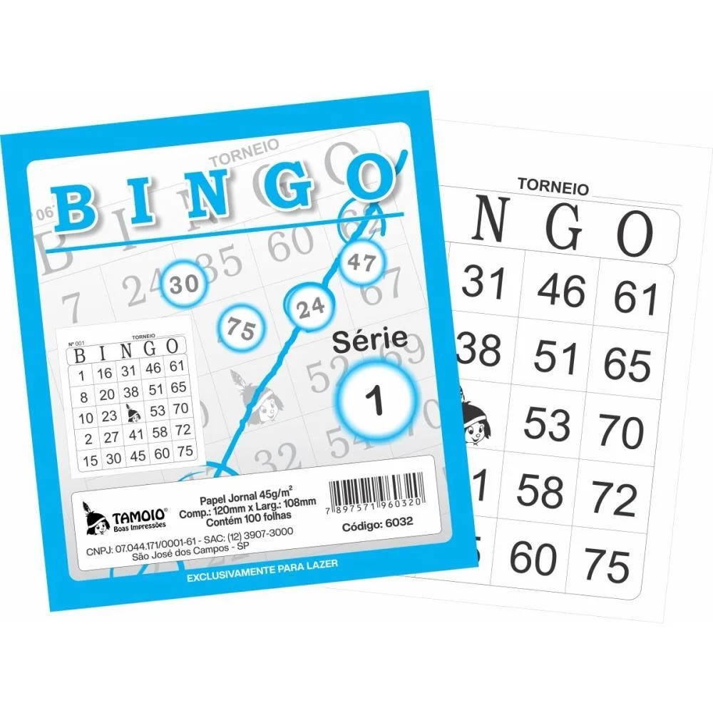 Bloco Para Bingo Azul 120X108Mm 100F Jornal Tamoio (Pct.c/15) - imagem 3