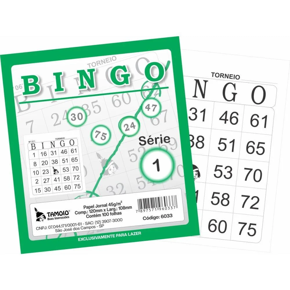 Bloco Para Bingo Verde 120X108Mm 100F Jornal Tamoio (Pct.c/15) - imagem 2