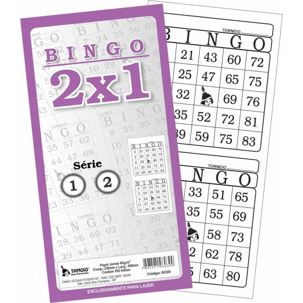 Bloco Para Bingo Bingao Jornal 2X1 100 Folhas Tamoio (Pct.c/12) - imagem 2