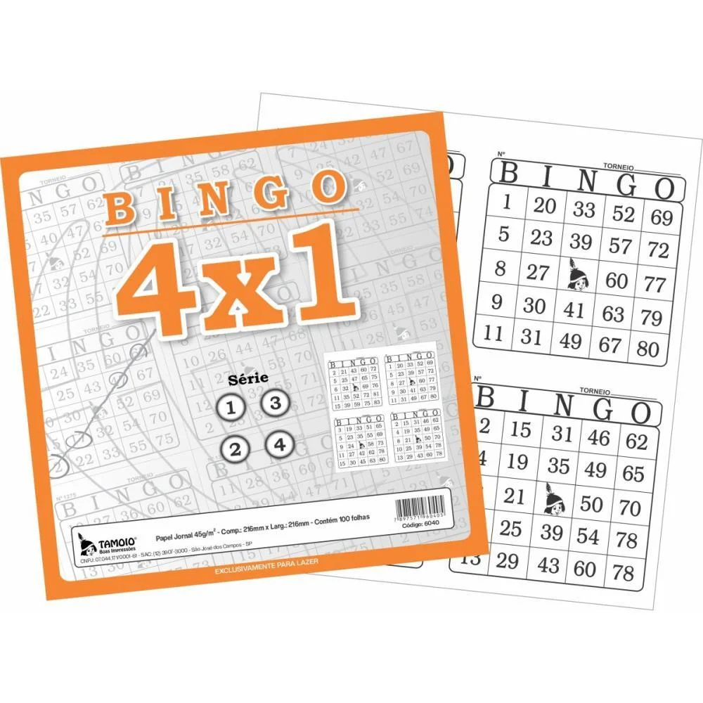 Bloco Para Bingo Bingao Jornal 4X1 100 Folhas Tamoio (Pct.c/06) - imagem 2