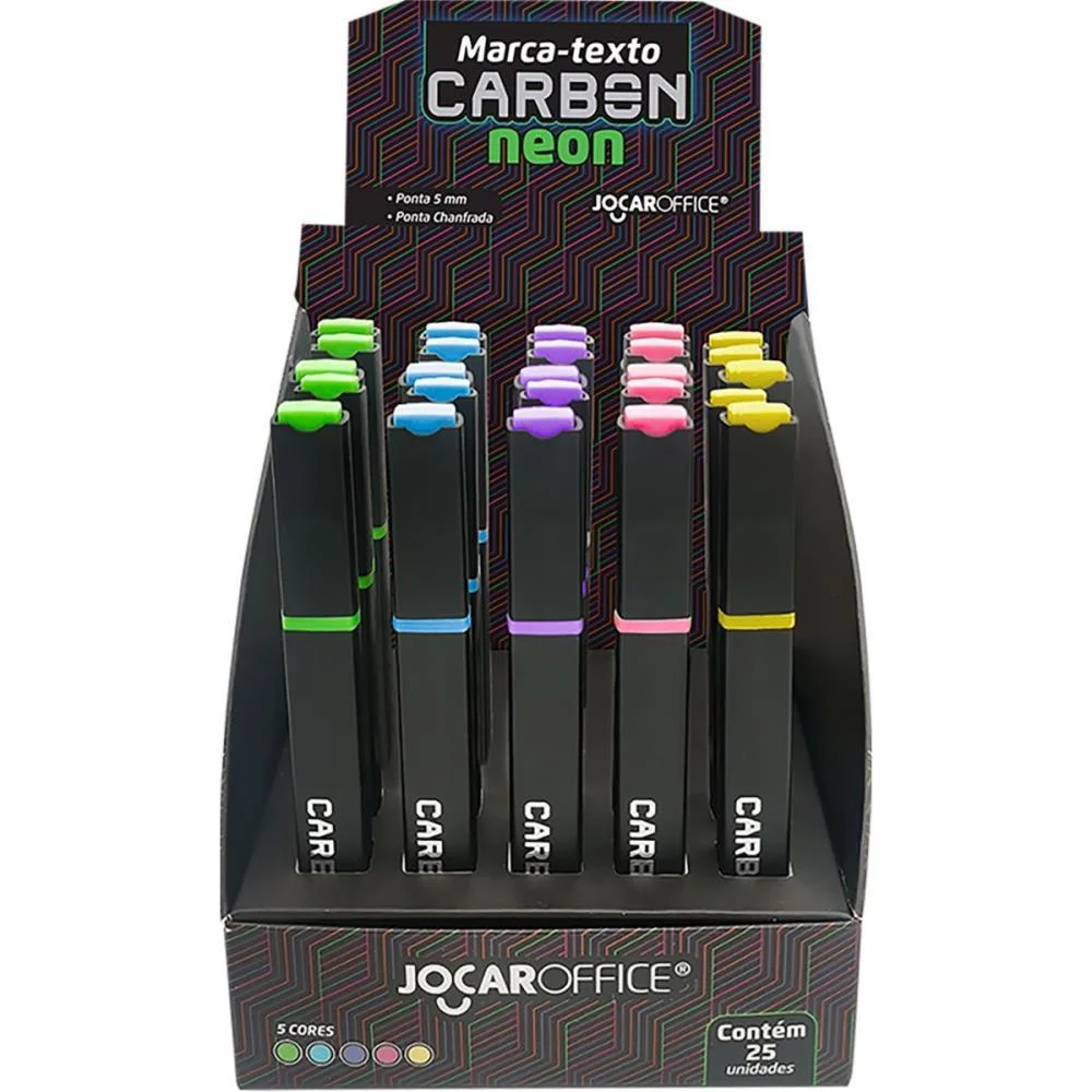 Caneta Marca Texto Carbon Line 5Cores Neon Leonora (Dp.c/25) - imagem 2