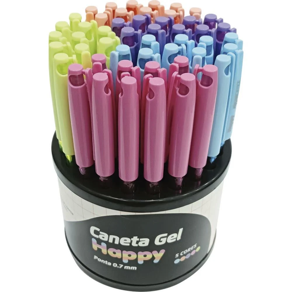 Caneta Gel Happy 0.7Mm 5Cores Leonora C/ 50 Unidades - imagem 2