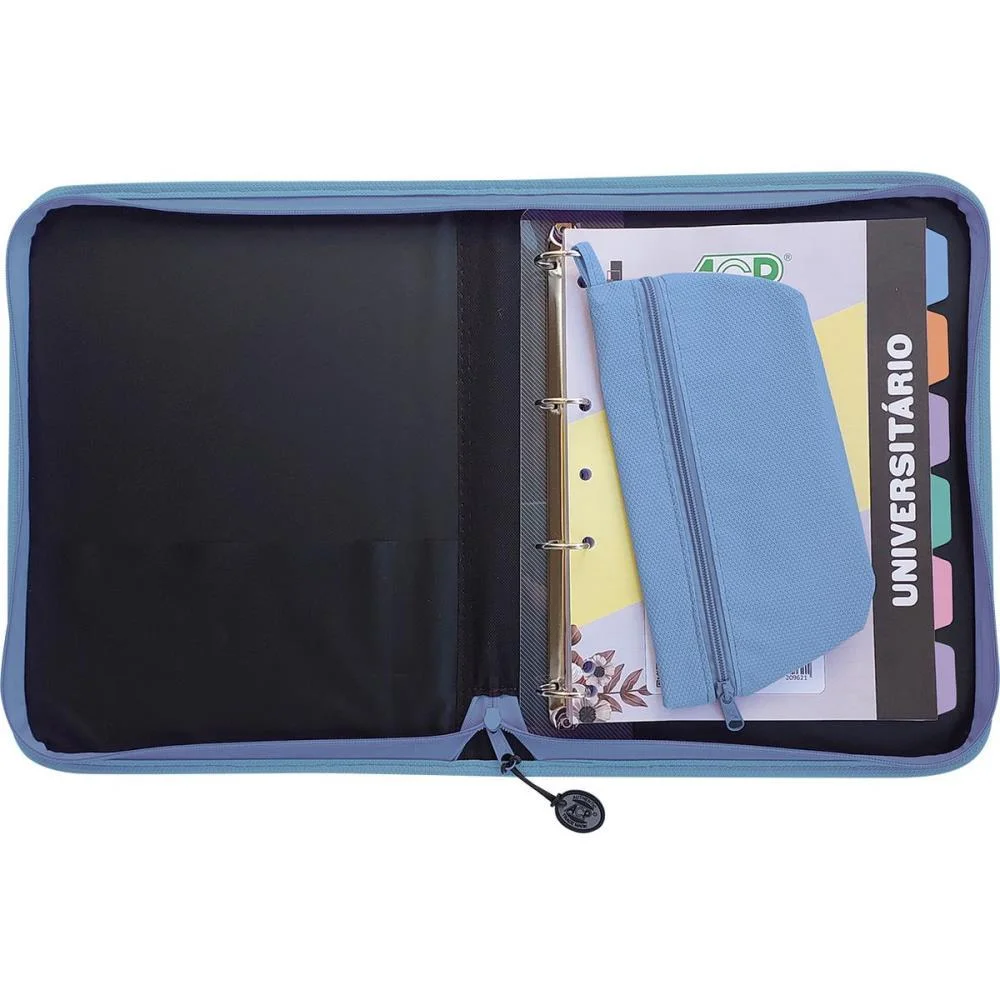 Fichario Com Ziper Sweet Azul C/Estojo+Div 96Fls Acp (Unidade) - imagem 4