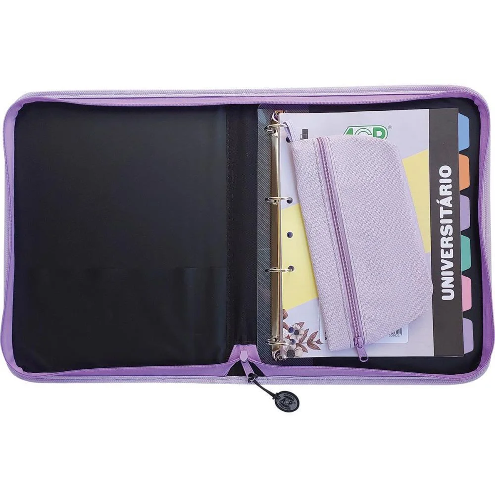 Fichario Com Ziper Sweet Lilas C/Estojo+Div 96Fls Acp (Unidade) - imagem 4