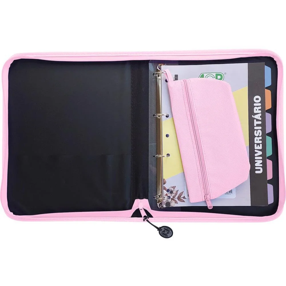 Fichario Com Ziper Sweet Rosa C/Estojo+Div 96Fls Acp (Unidade) - imagem 4