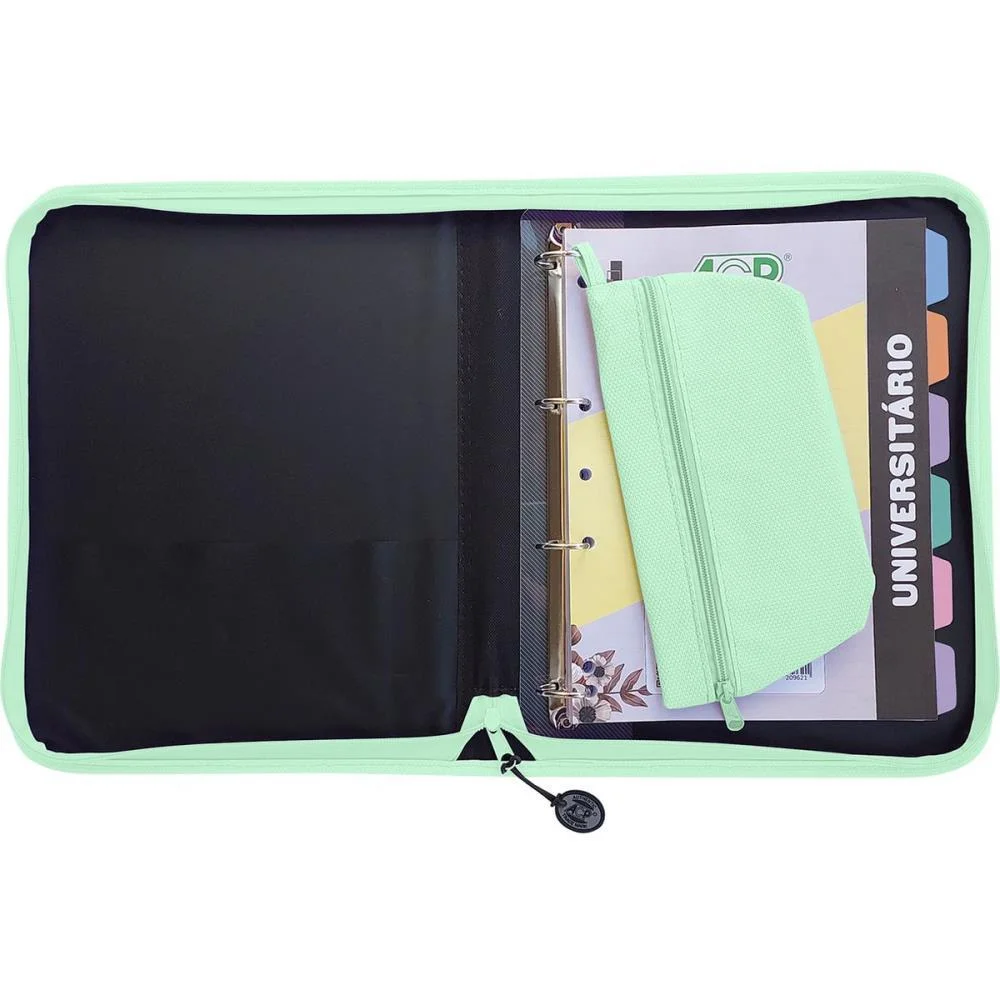 Fichario Com Ziper Sweet Verde C/Estojo+Div 96Fls Acp (Unidade) - imagem 4