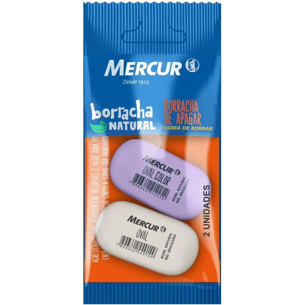 Borracha Colorida Pull Pack Oval 1Branca/1Lilas Mercur (Bl.c/02) - imagem 3