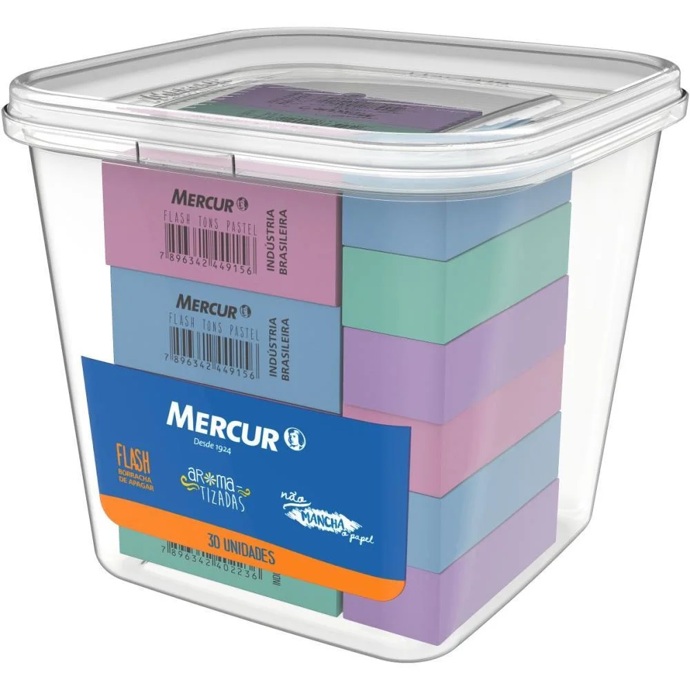 Borracha Colorida Tr Flash Pastel Sortida Mercur (Pote-30) - imagem 3