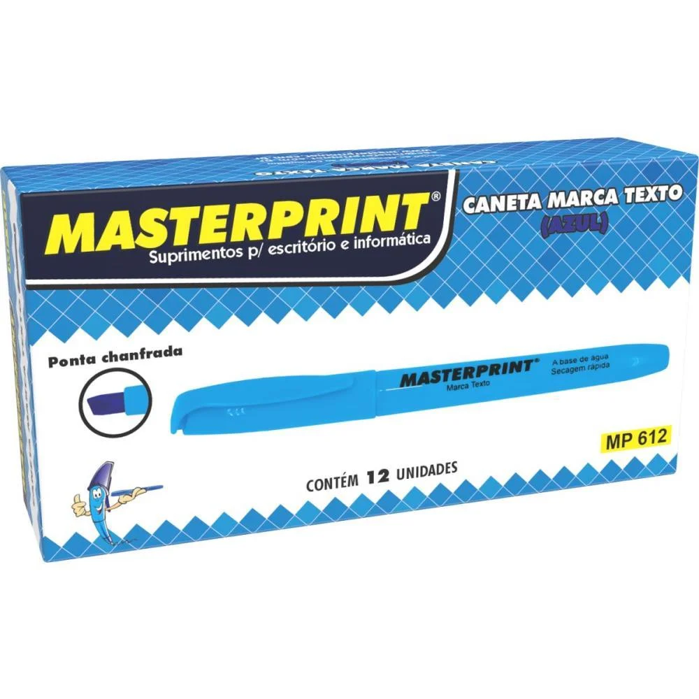 Caneta Marca Texto Mp 612 Azul Masterprint (Cx.c/12) - imagem 2