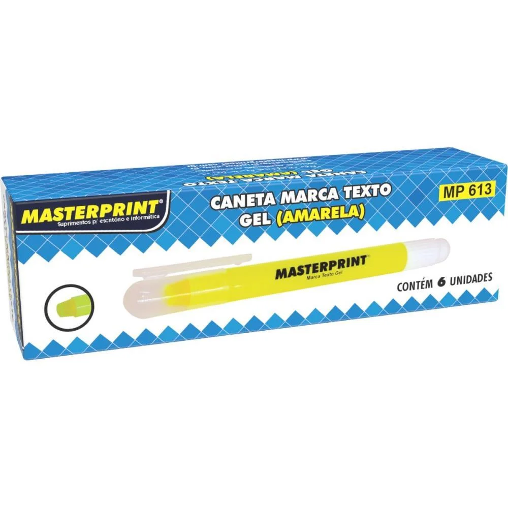 Caneta Marca Texto Gel Mp 613 Amarela Gel Masterprint (Cx.c/06) - imagem 2