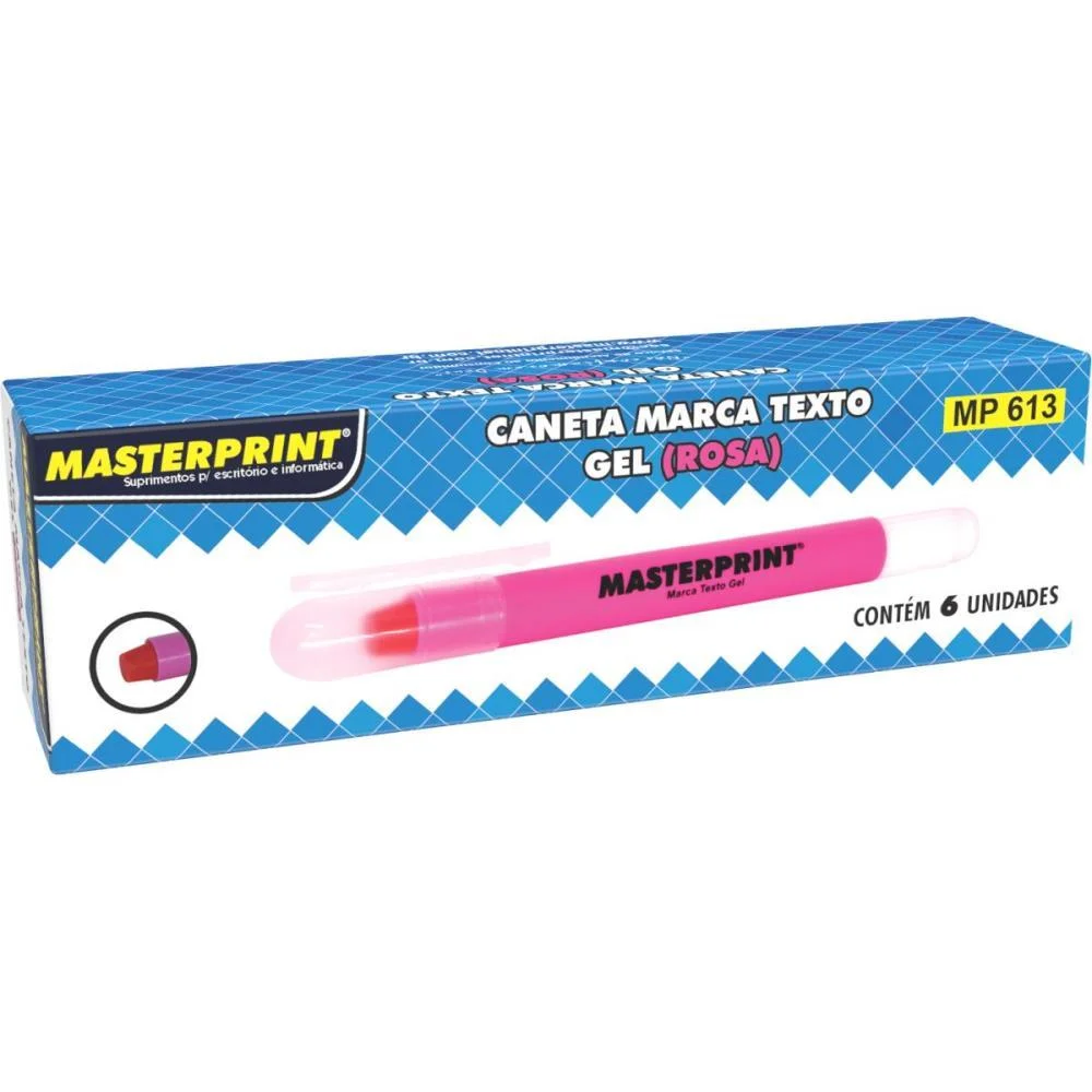 Caneta Marca Texto Gel Mp 613 Rosa Gel Masterprint (Cx.c/06) - imagem 2