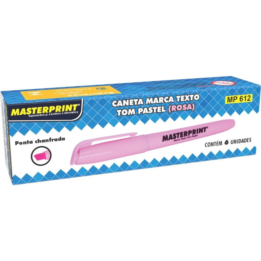 Caneta Marca Texto Mp 612 Pastel Rosa Masterprint (Cx.c/06) - imagem 3