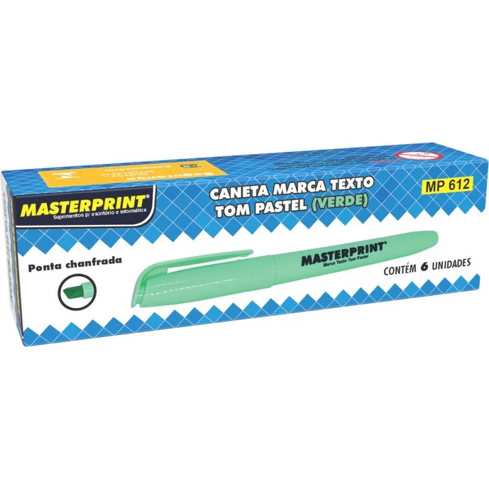 Caneta Marca Texto Mp 612 Pastel Verde Masterprint (Cx.c/06) - imagem 2