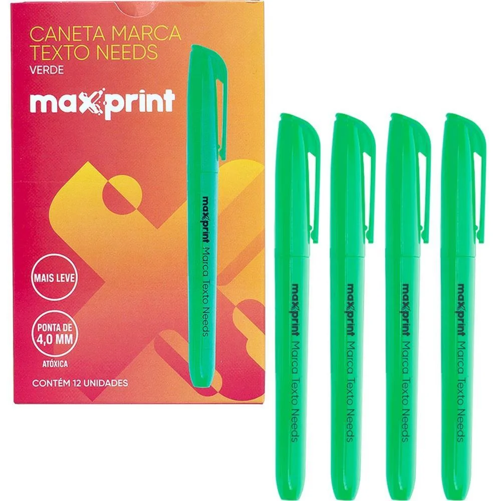 Caneta Marca Texto Needs Verde Maxprint (Cx.c/12) - imagem 5