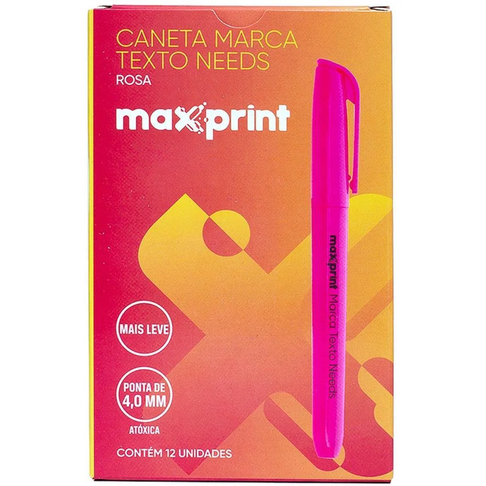 Caneta Marca Texto Needs Rosa Maxprint (Cx.c/12) - imagem 3