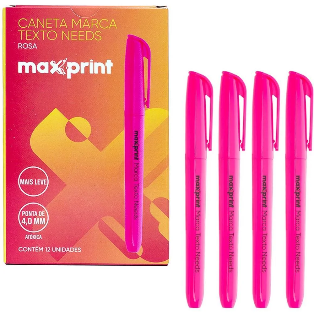 Caneta Marca Texto Needs Rosa Maxprint (Cx.c/12) - imagem 5