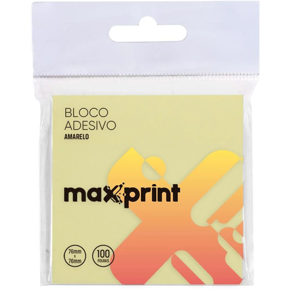 Bloco De Recado Autoadesivo 76X76Mm Amarelo 100Fls Maxprint (Unidade) - imagem 3