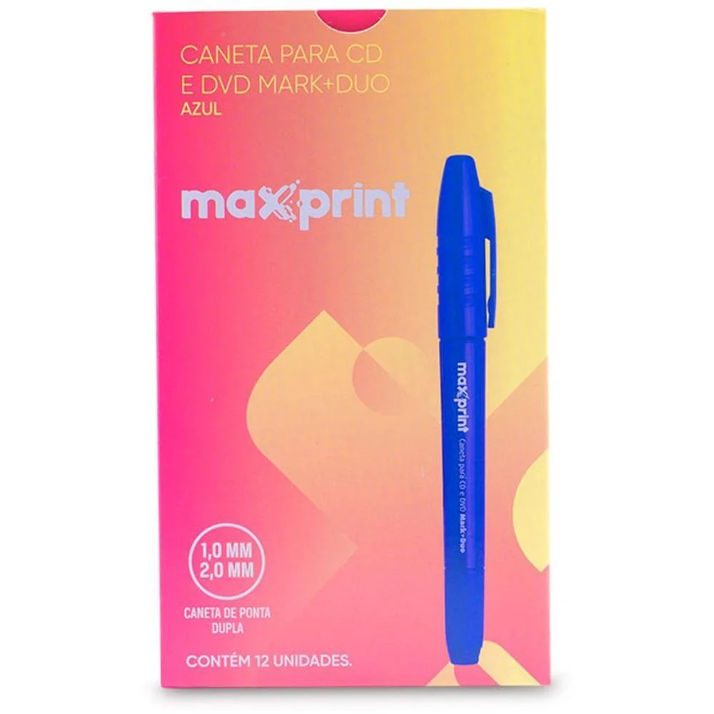 Caneta Para Cd 2.0Mm Azul Duo 2.0 E 1.0 Maxprint (Cx.c/12) - imagem 2