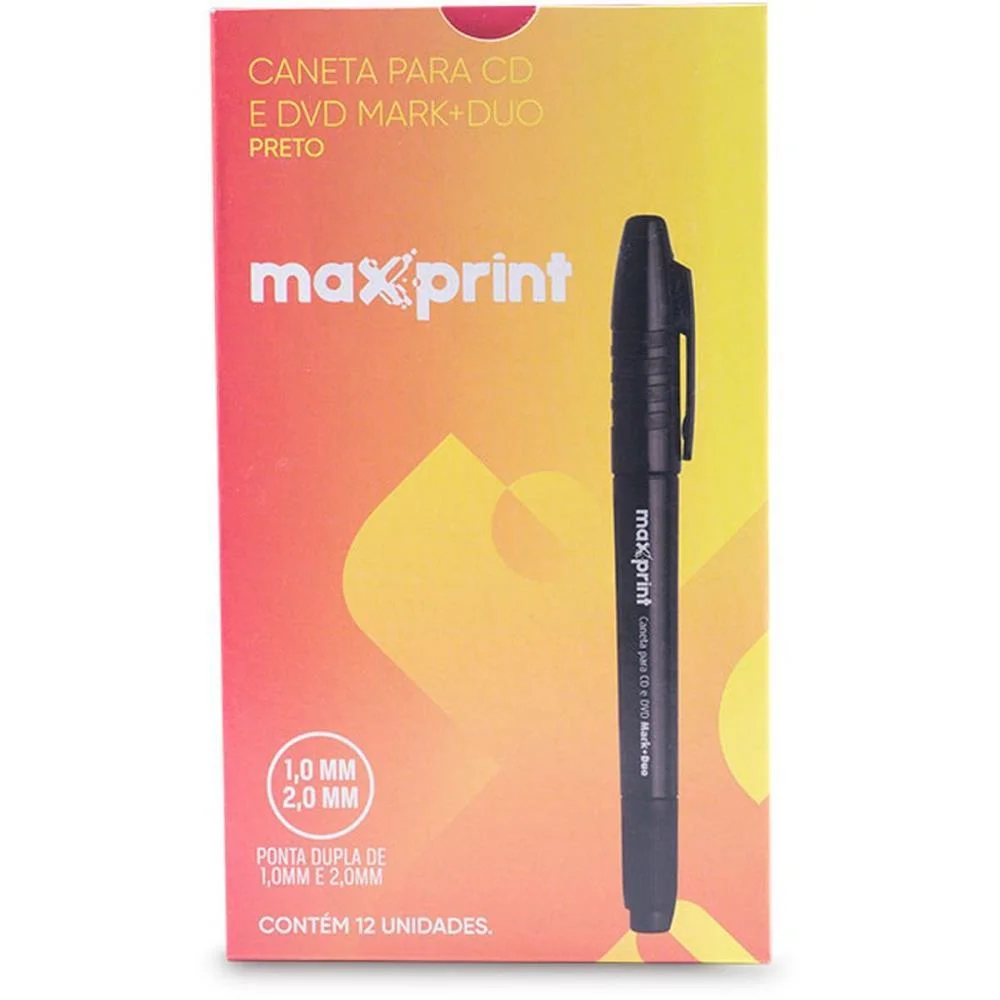 Caneta Para Cd 2.0Mm Preto Duo 2.0 E 1.0 Maxprint (Cx.c/12) - imagem 3