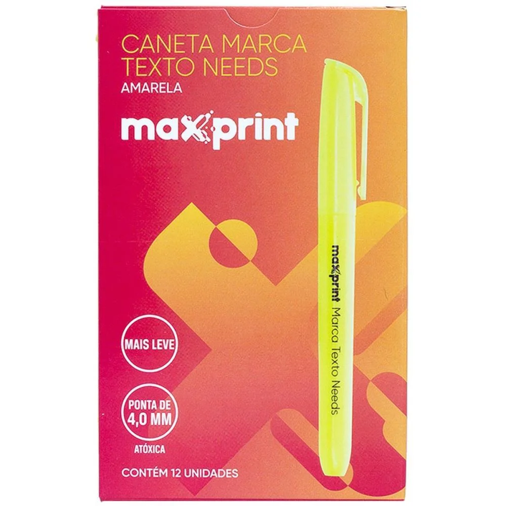 Caneta Marca Texto Needs Amarela Maxprint (Cx.c/12) - imagem 2