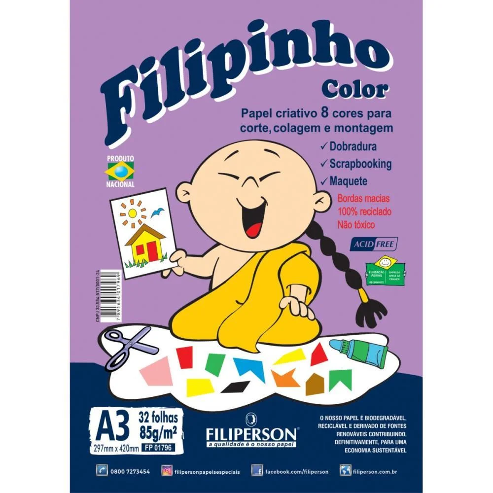Bloco Para Educacao Artistica Filpin. Criat. 8Cor.a3 85G.32F Filiperson (Pacote) - imagem 3