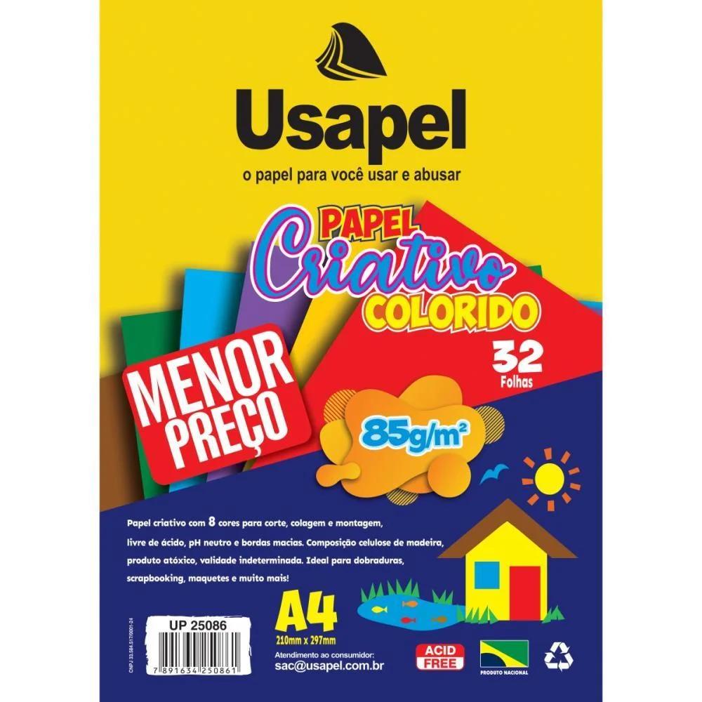 Bloco Para Educacao Artistica Usapel 8Cores A4 85G. 32Fl. Filiperson (Pacote) - imagem 2