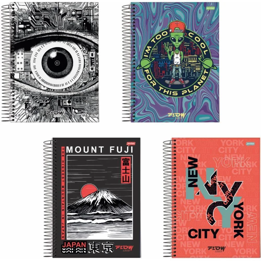 Caderno 12X1 Capa Dura Flow 192Fls. Jandaia (Pct.c/04) - imagem 2