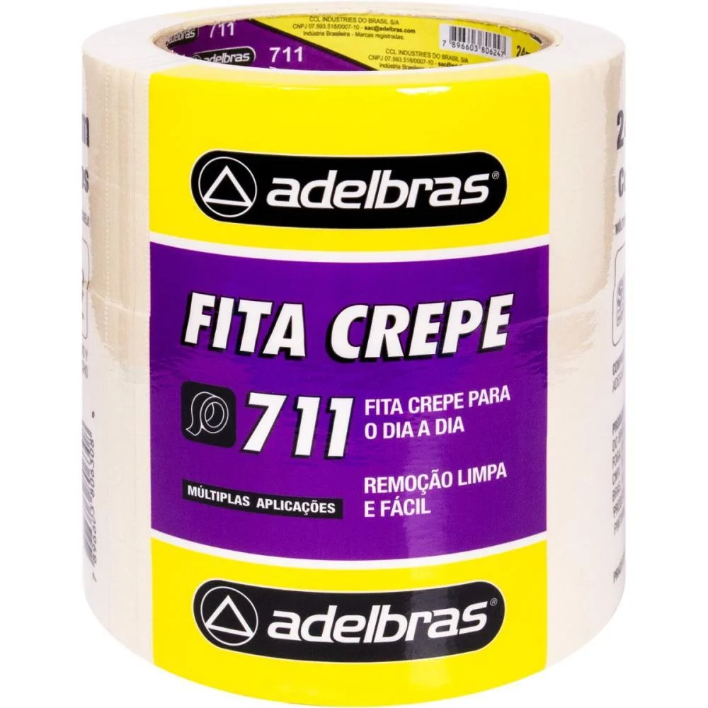 Fita Crepe 711 Crepe 24Mmx40M Adelbras (Pct.c/05) - imagem 2