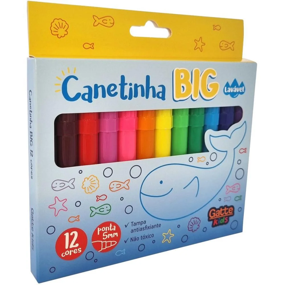 Caneta Hidrografica Jumbo Big 12 Cores Lavavel Make+ (Pct.c/06) - imagem 2