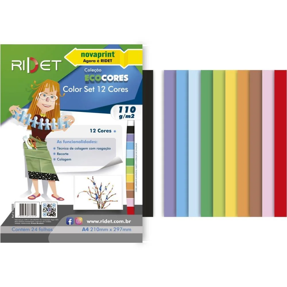 Bloco Para Educacao Artistica Color Set A4 12Cor.110Gr 24Fls Ridet (Pacote) - imagem 2
