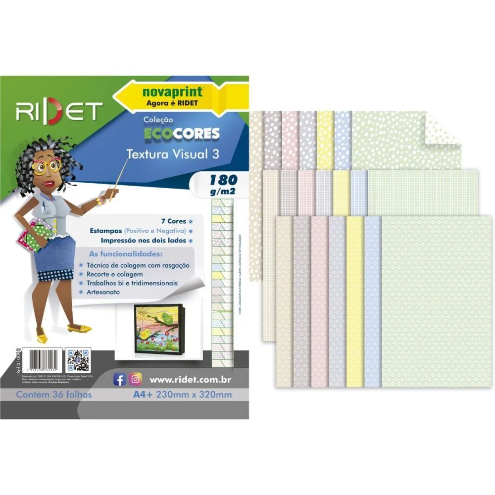 Bloco Para Educacao Artistica Textura 3 Dec.180G 36F 23X32Cm Ridet (Pacote) - imagem 3