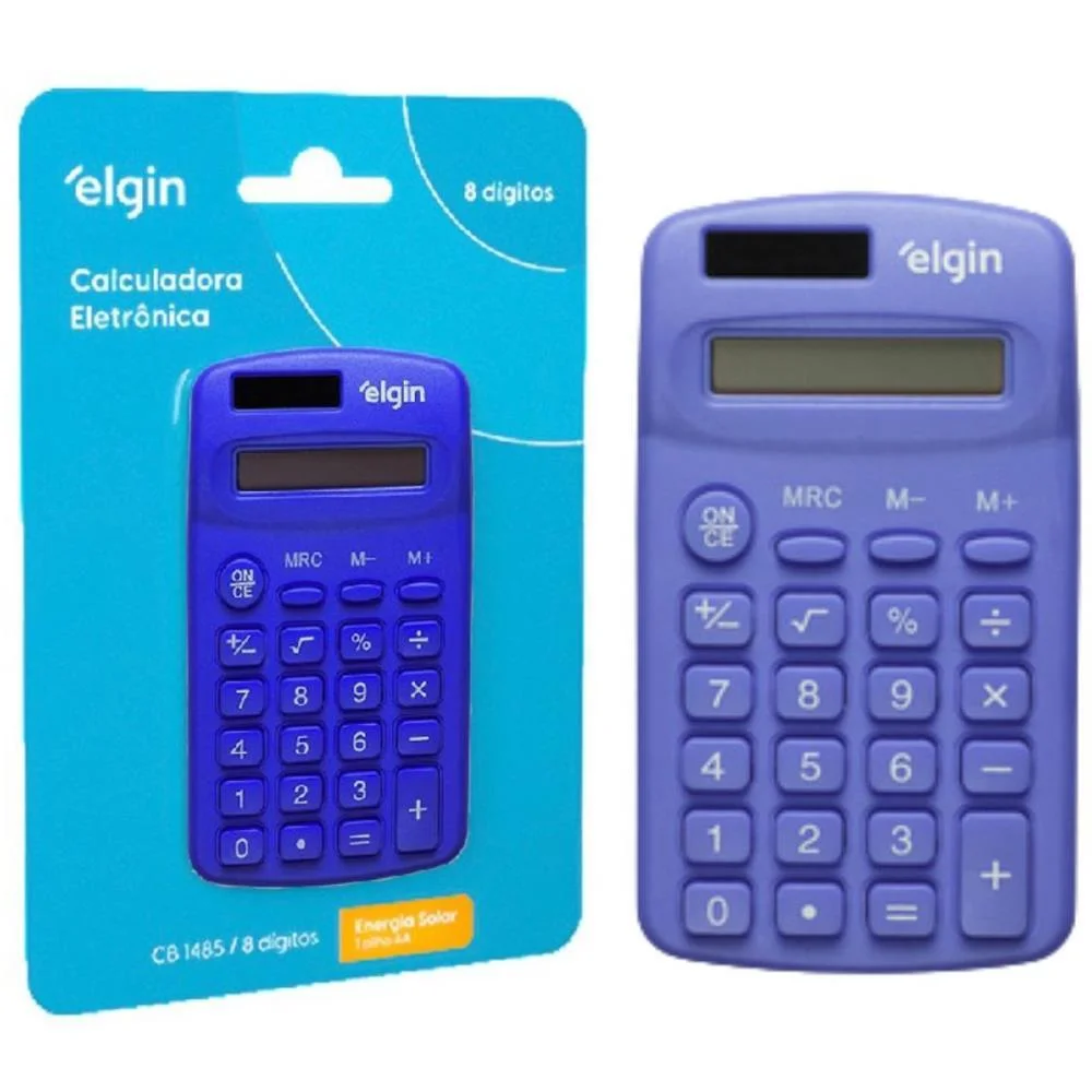 Calculadora De Bolso 8 Digitos Cb1485A Solar Azul Elgin (Unidade) - imagem 5