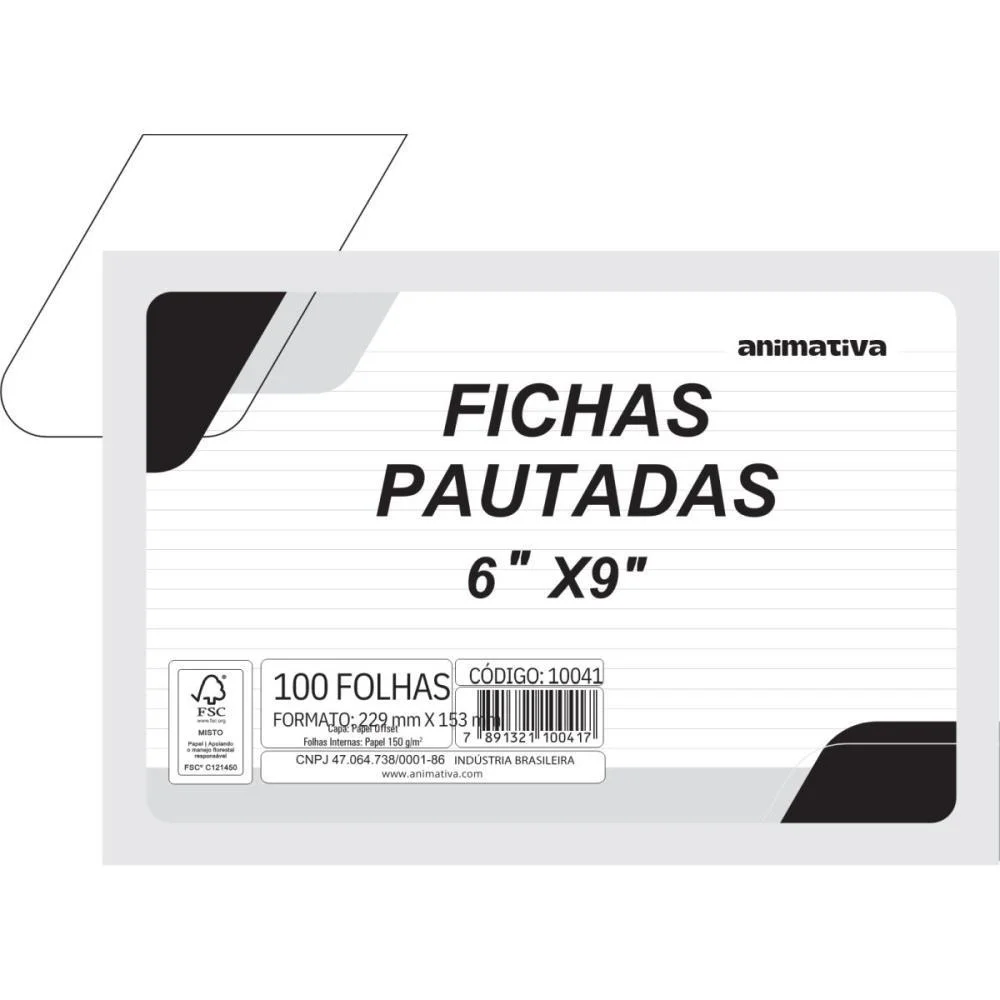 Ficha Pautada 6X9 229X153Mm Animativa (Pct/100) - imagem 2