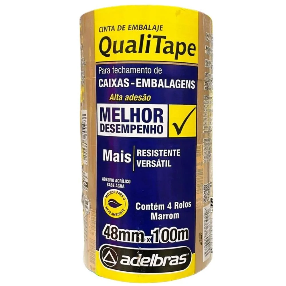 Fita Para Empacotamento Qualitape 48Mmx100M. Marrom Adelbras (Pct.c/04) - imagem 3
