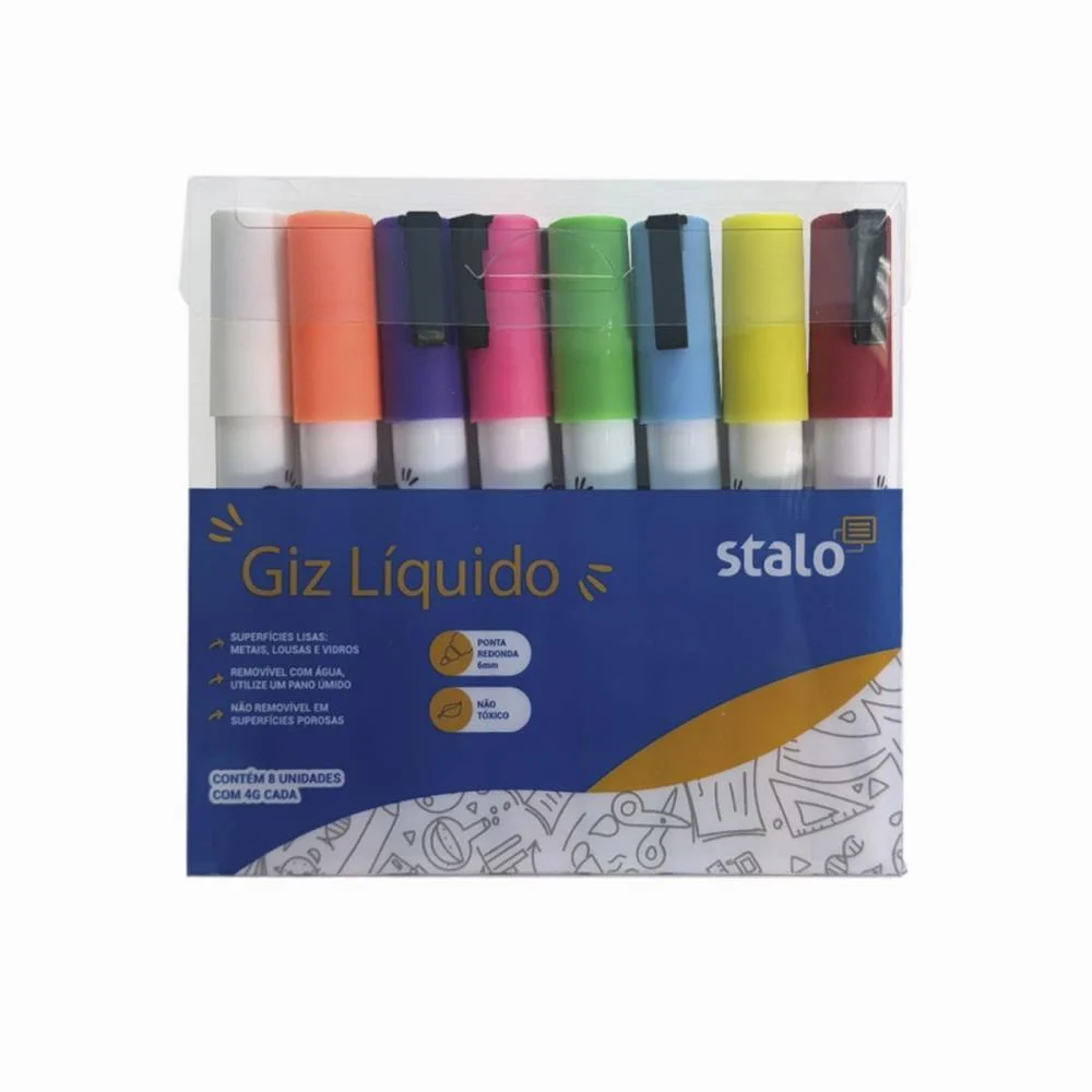 Giz Liquido Chalk Marker 8 Cores Stalo (Estojo) - imagem 3