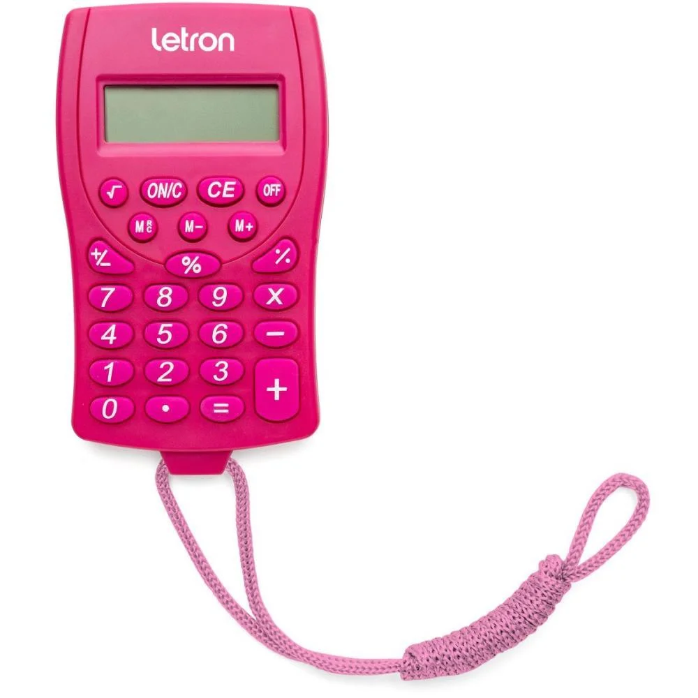 Calculadora De Bolso 8 Dig. Rosa C/Cordao E Bateria Leonora (Unidade) - imagem 3