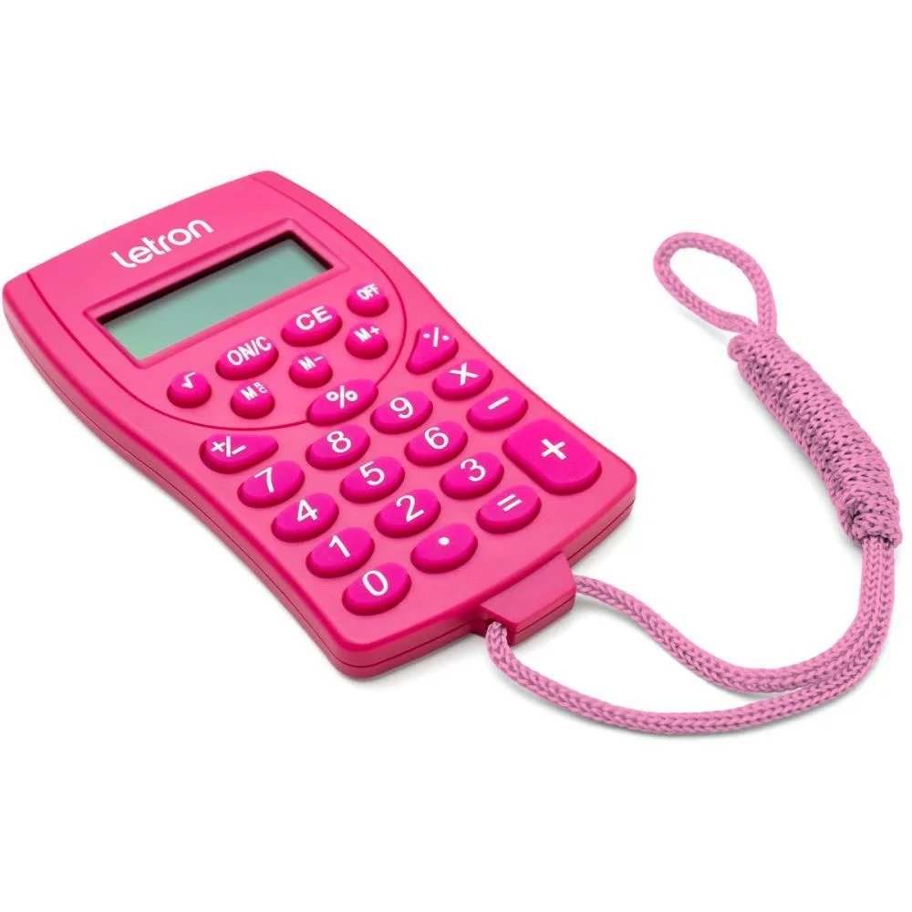 Calculadora De Bolso 8 Dig. Rosa C/Cordao E Bateria Leonora (Unidade) - imagem 4