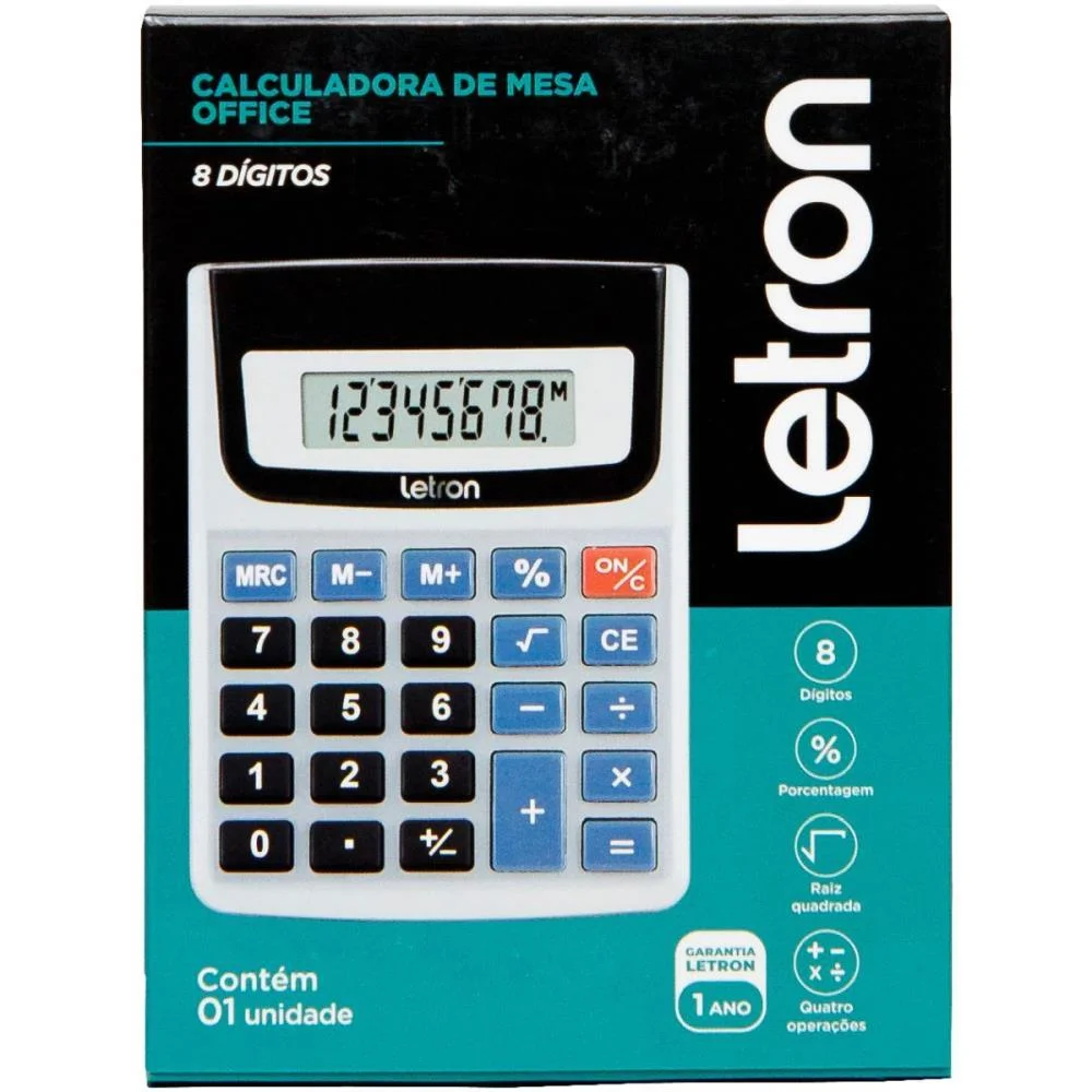 Calculadora De Mesa 8 Dig. Prata Office C/Bateria Leonora (Unidade) - imagem 5