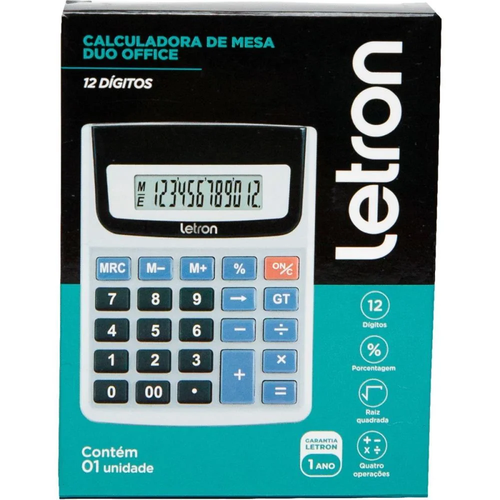 Calculadora De Mesa 12 Dig. Prata Duo C/Bateria Leonora (Unidade) - imagem 5