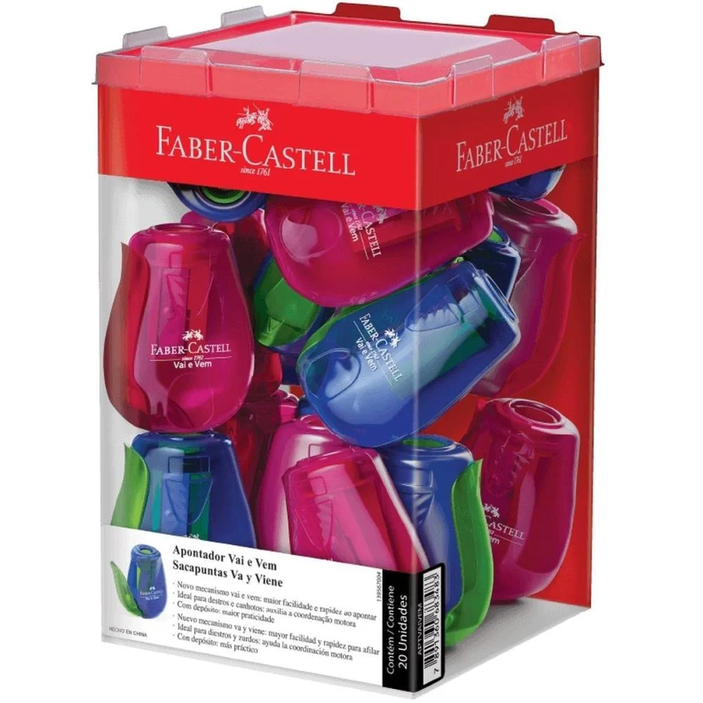 Apontador Com Deposito Vai E Vem 2 Cores Faber-Castell (Dp.c/20) - imagem 3