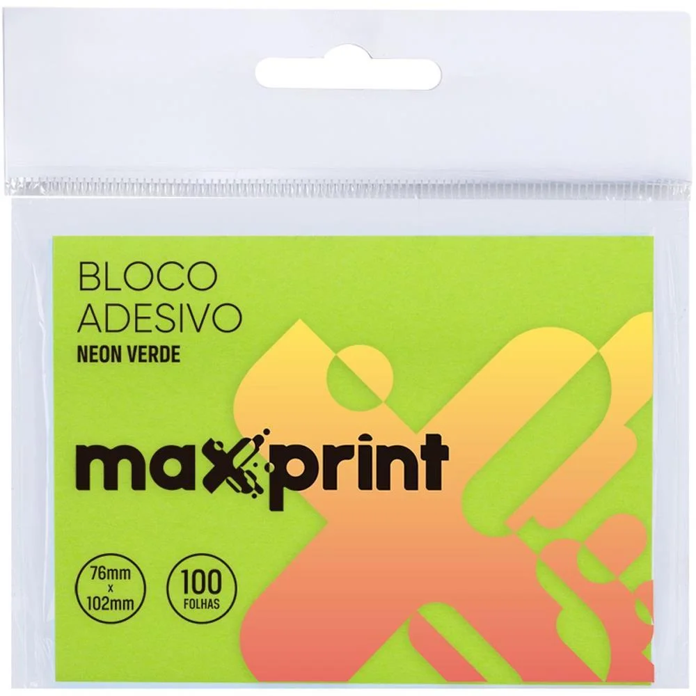 Bloco De Recado Autoadesivo 76X102Mm Verde Neon 100Fls Maxprint (Unidade) - imagem 3