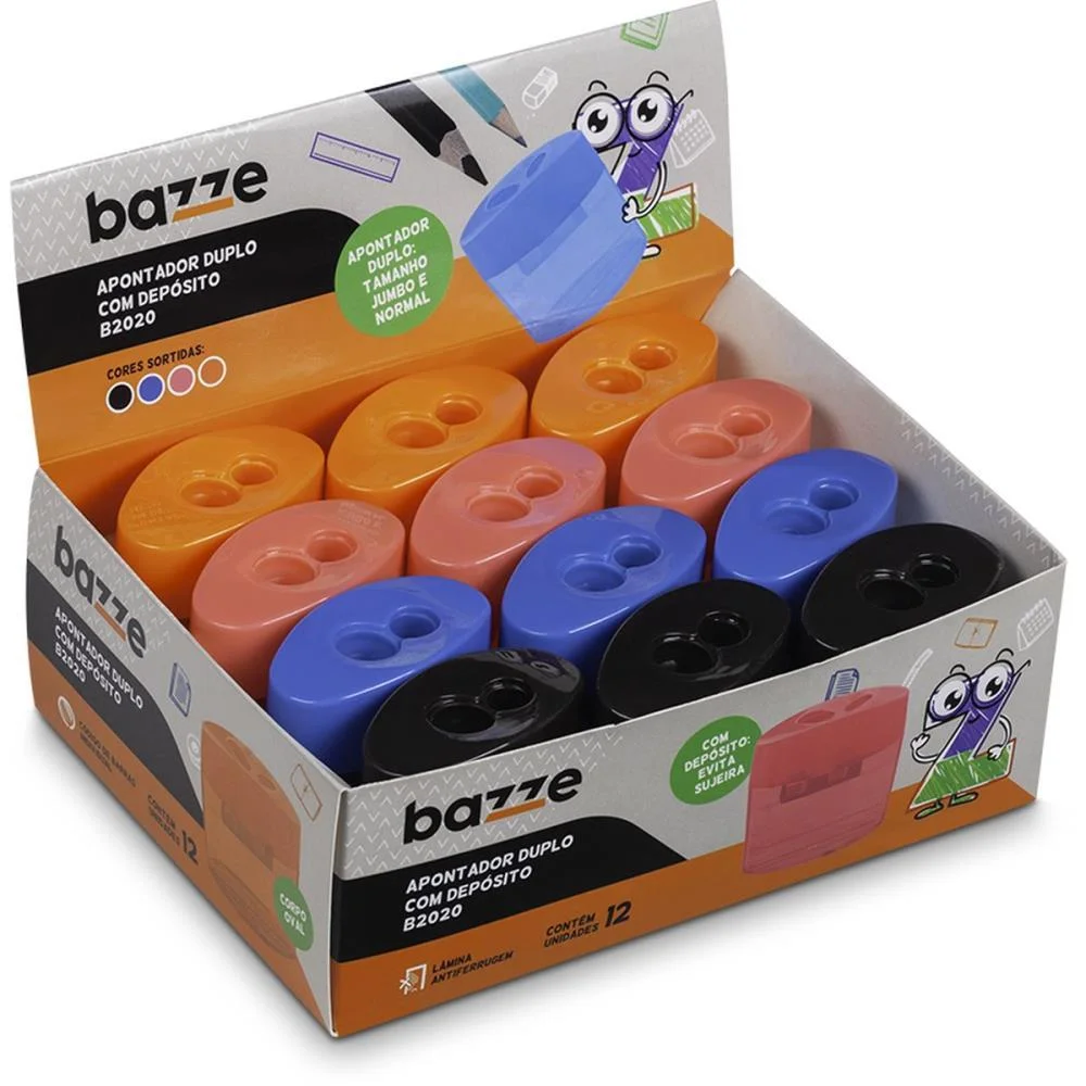 Apontador Com Deposito 2 Furos Bazze B2020 Duplo Oval (S) Summit (Cx.c/12) - imagem 2