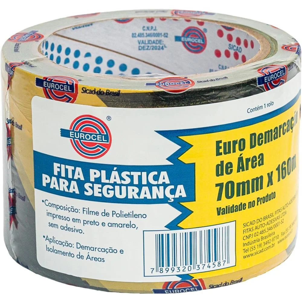 Fita Para Demarcacao De Area Zebrada 70Mmx160M Eurocel - imagem 5