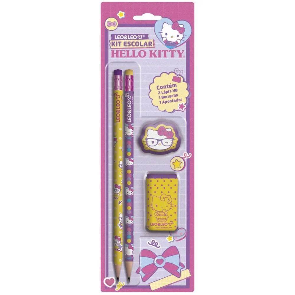 Kit Escolar Hello Kitty Hb C/04 Pecas Leonora (Blister) - imagem 3