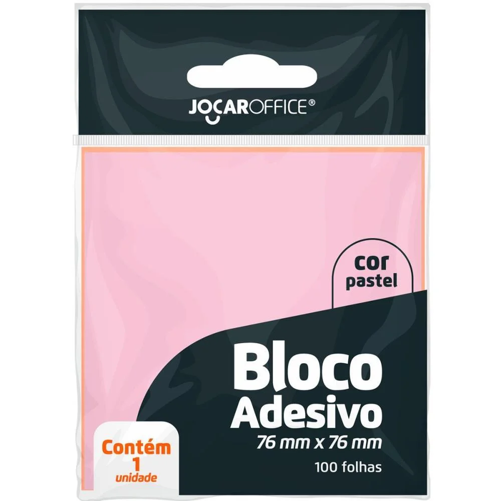 Bloco De Recado Autoadesivo Jocar Rosa Pastel 76X76 100Fls Leonora (Cx.c/12) - imagem 3
