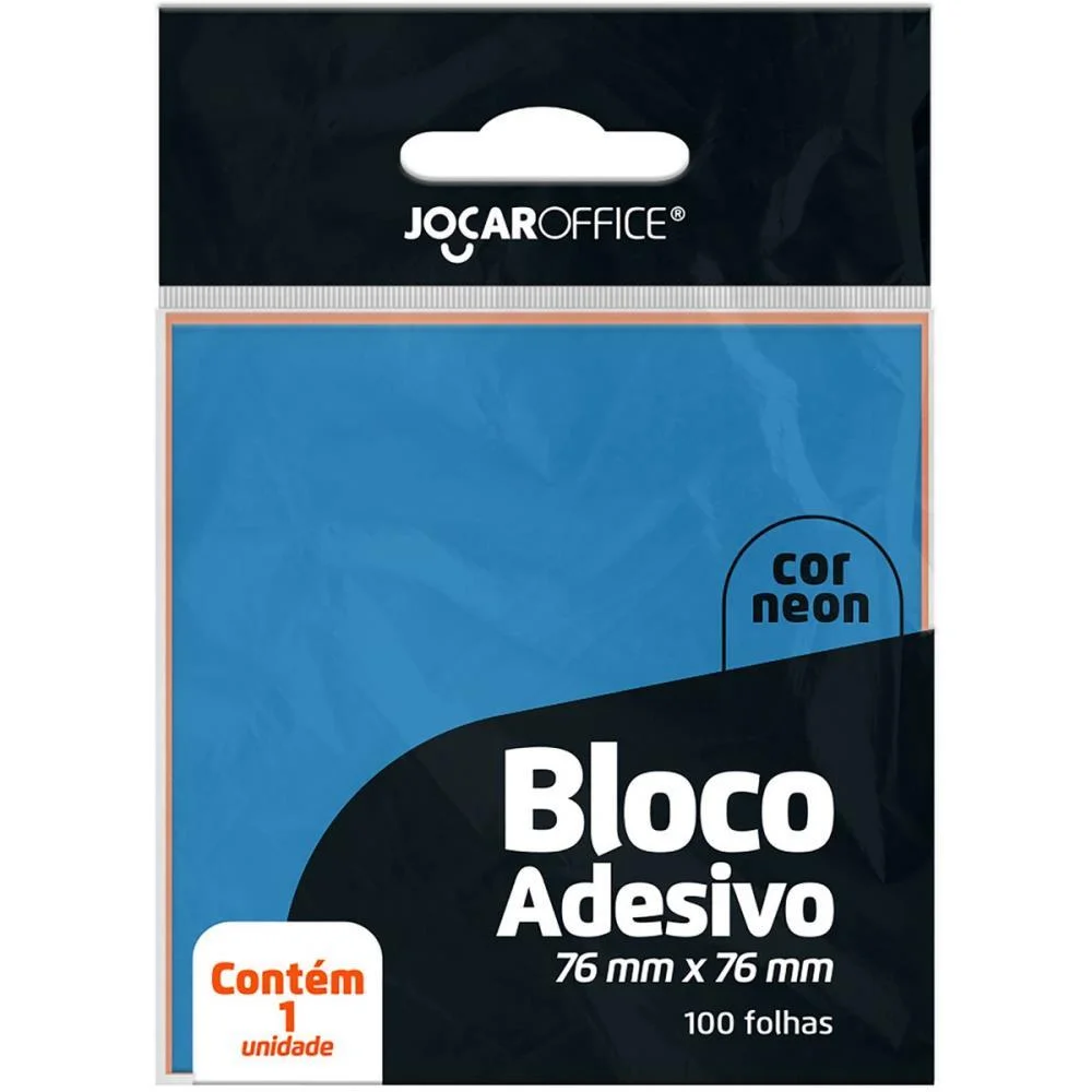 Bloco De Recado Autoadesivo Jocar Azul Neon 76X76 100Fls. Leonora (Cx.c/12) - imagem 2