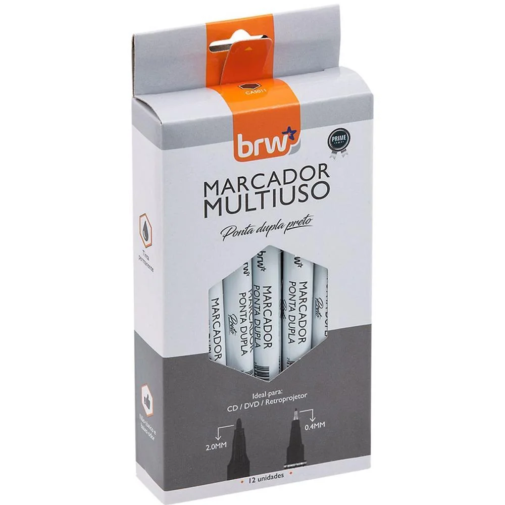 Caneta Para Cd 2.0Mm Retro Ponta Dupla 2.0/0.4Mm Pt Brw (Cx.c/12) - imagem 2
