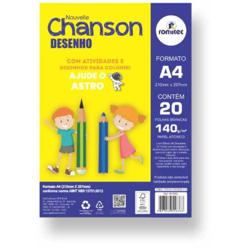 Bloco Para Educacao Artistica Desenho A4 140G C/Livro 20Fls Romitec (Unidade) - imagem 2