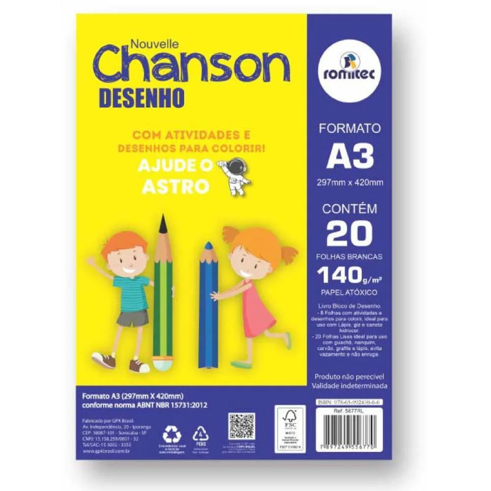 Bloco Para Educacao Artistica Desenho A3 140G C/Livro 20Fls Romitec (Unidade) - imagem 3