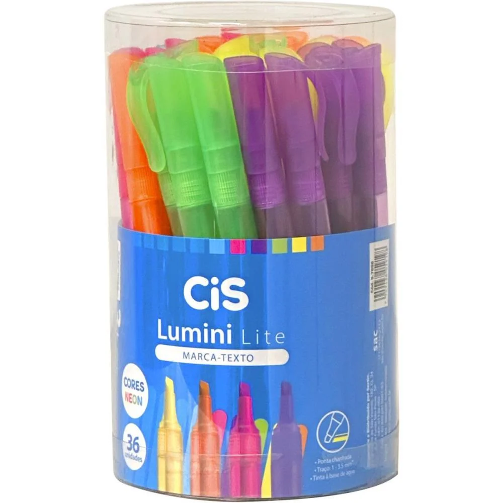 Caneta Marca Texto Cis Lumini Lite Cores Neon (S) Sertic (Pote-36) - imagem 2